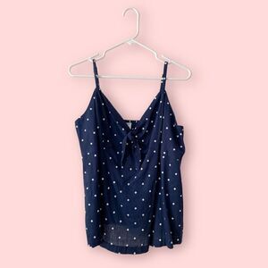 OLD NAVY Blue Polka Dot Spaghetti Strap Cami Top Size L Petite NWT